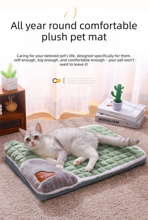 Cozy Pet Sofa Bed – Soft Cushion Mat with Raised Pillow